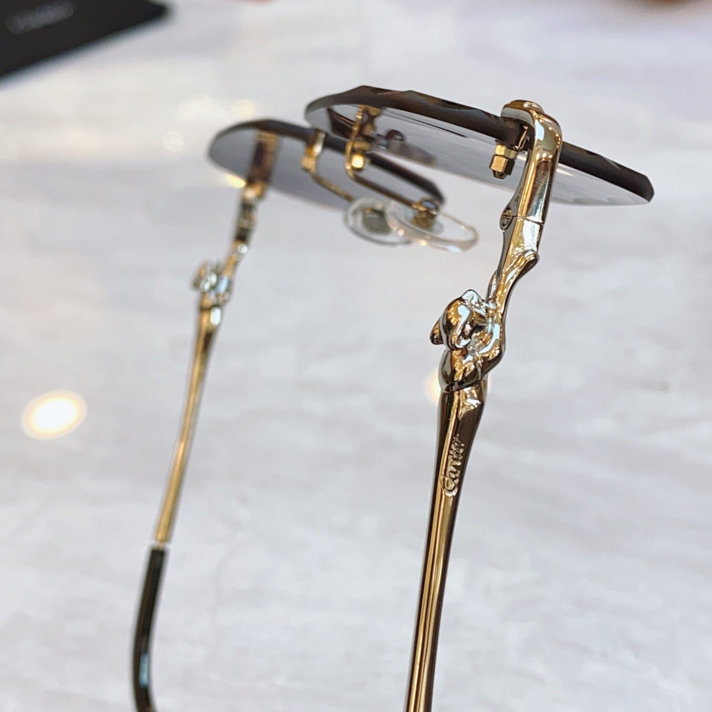 High end cut lens leopard frameless sunglasses