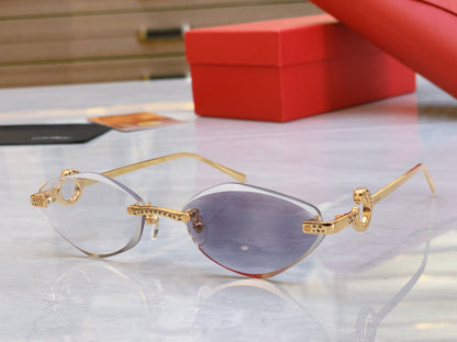 High end Color changing leopard creative cat eye cutting sunglasses