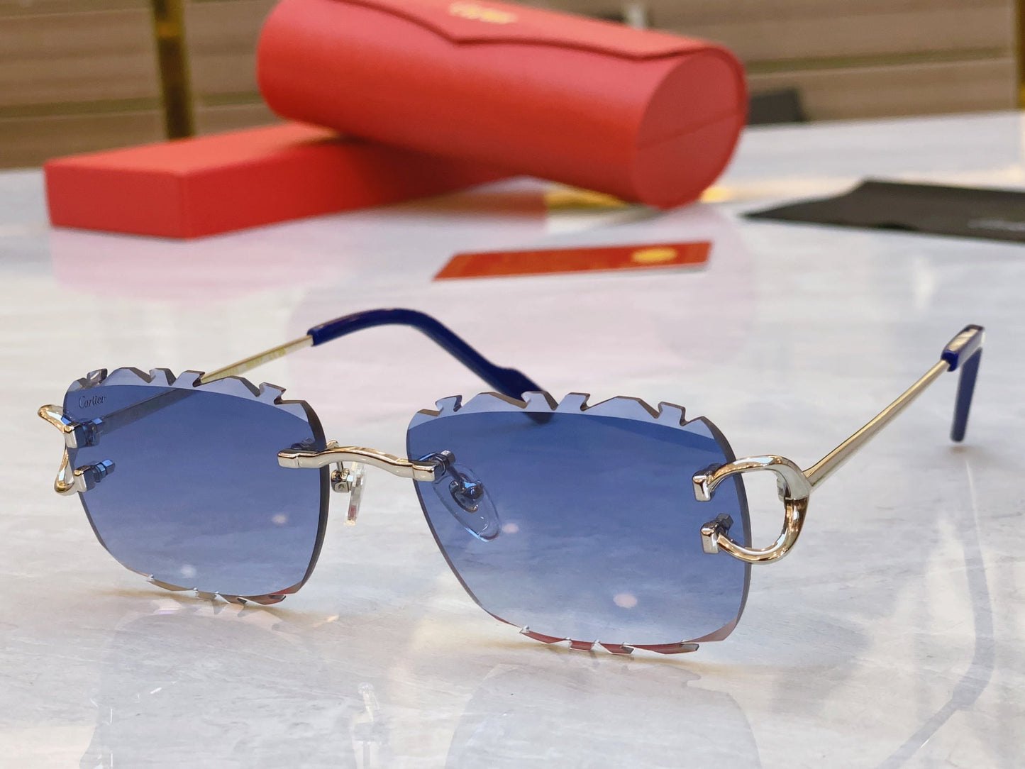 Unique cutting design frameless high-end sunglasses