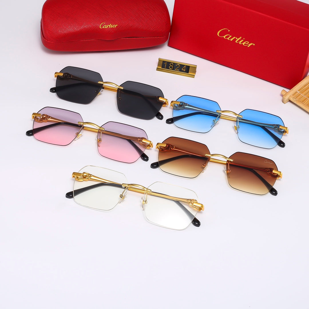 Leopard Head Metal Mirror Legs 5-Color Fashion Sunglasses 1824