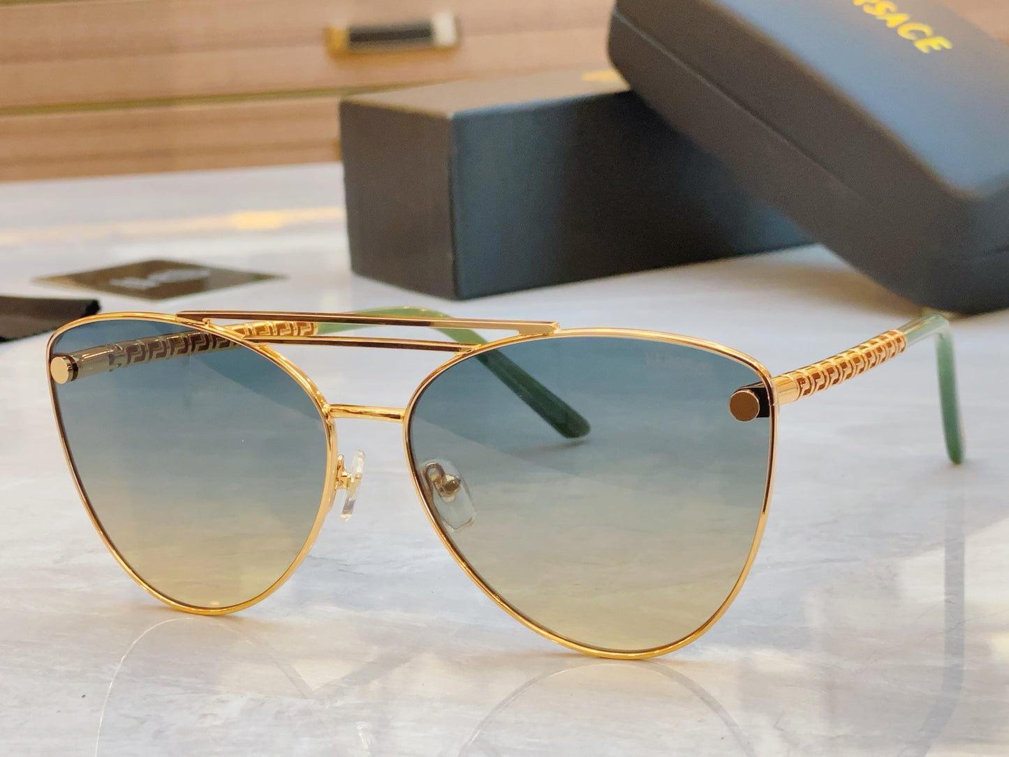 High end classic double horizontal bar pilot sunglasses