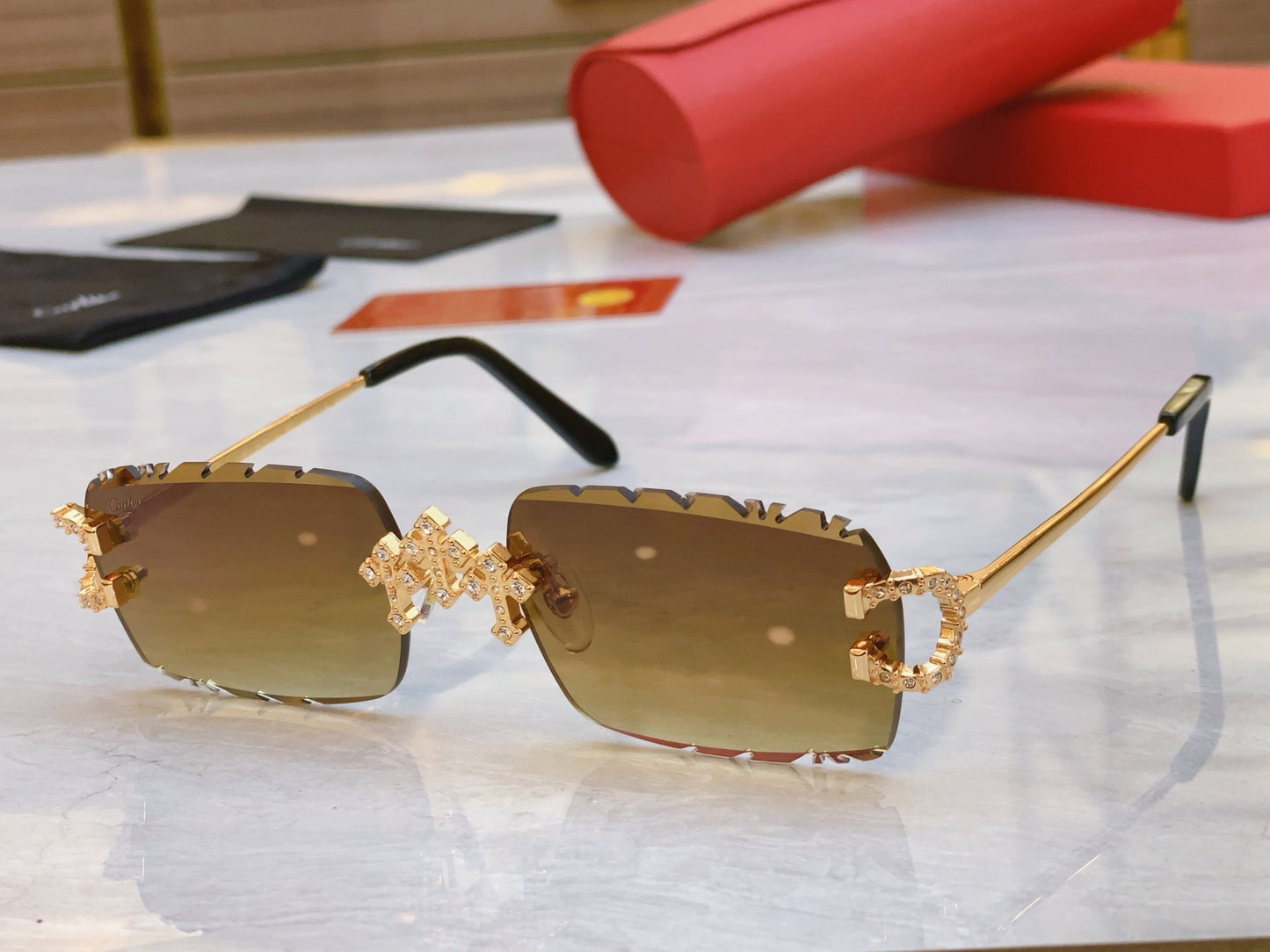 High end diamond precision cut sunglasses
