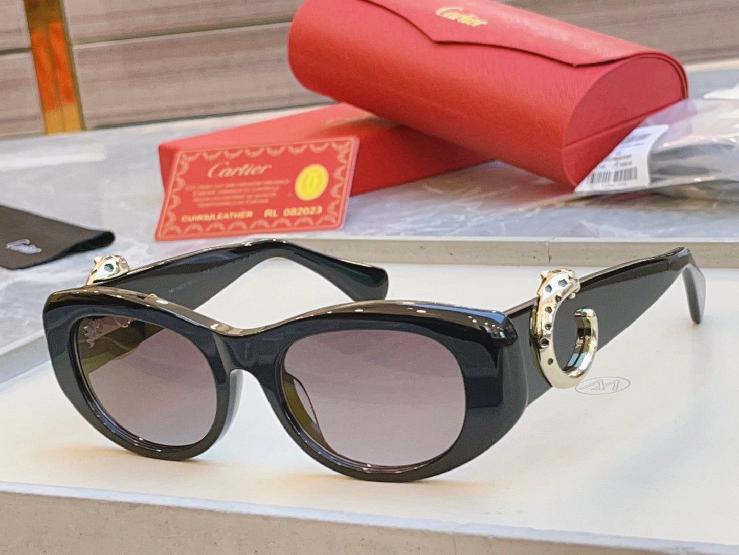 High end leopard print large frame sunglasses