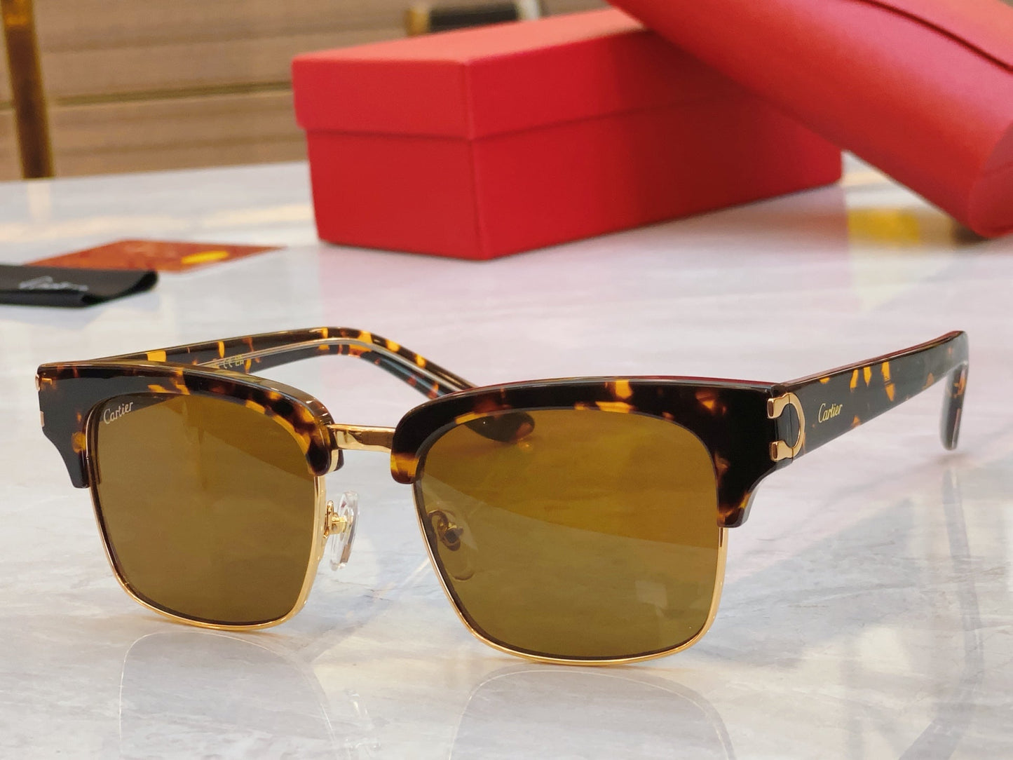 High end half frame design leopard print sunglasses