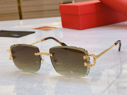 High end sunglasses with precision cutting and diamond inlay