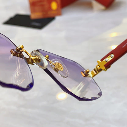 High end cutting wave frameless sunglasses