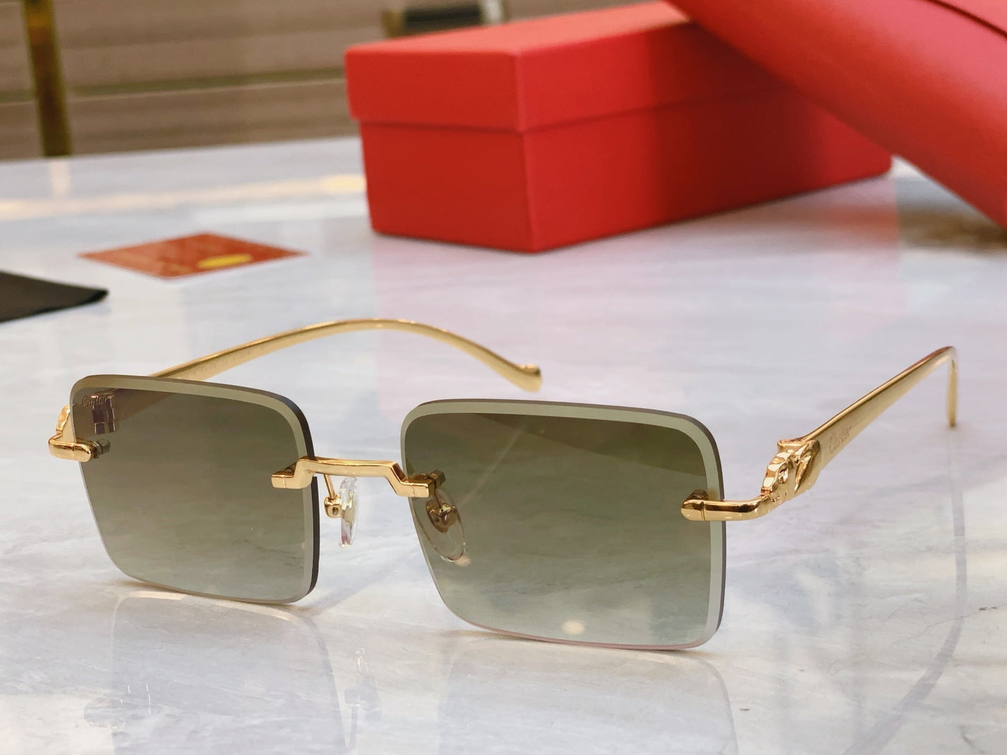 Square frameless design high-end sunglasses