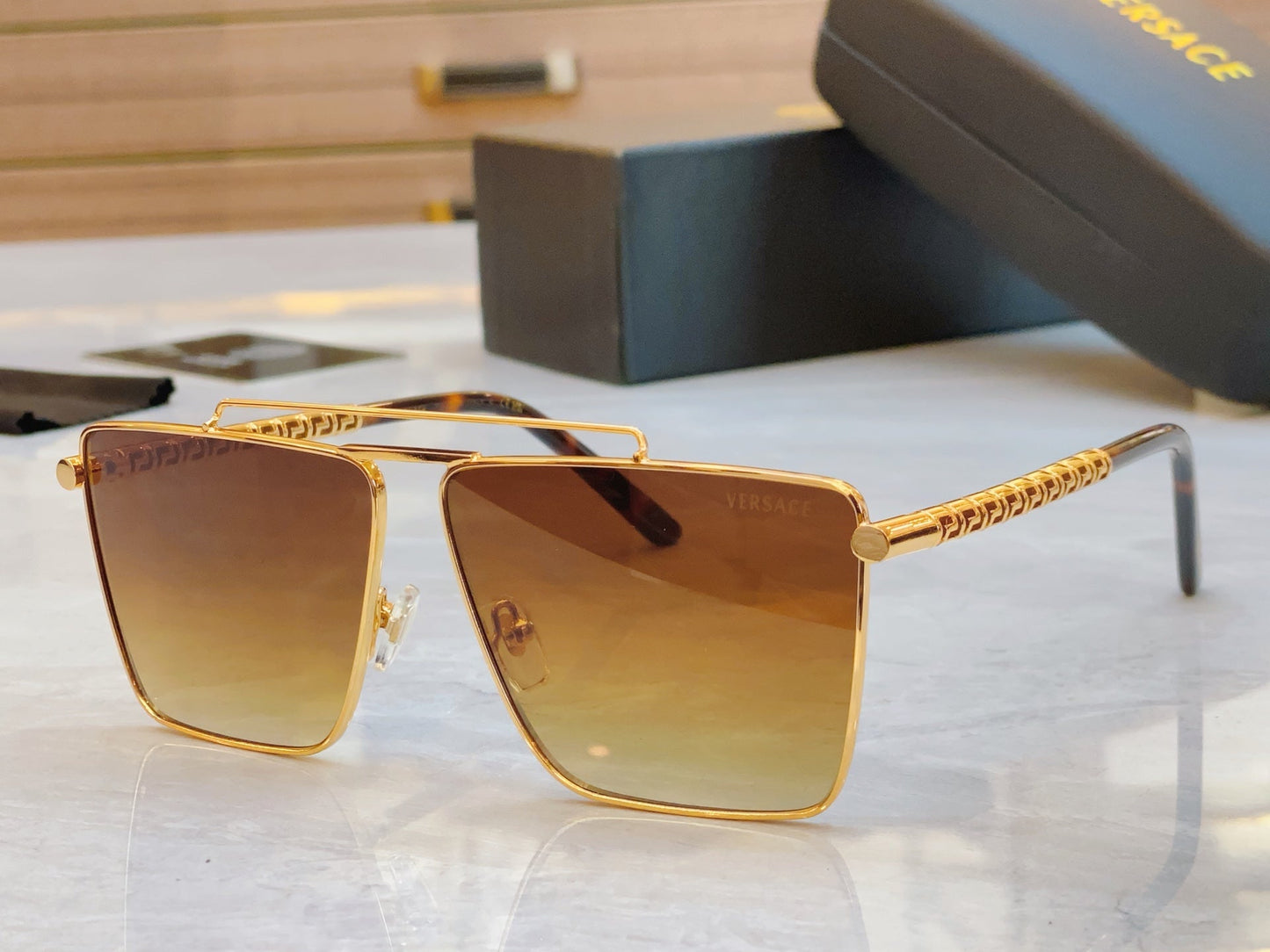 High end metal leg double bar sunglasses