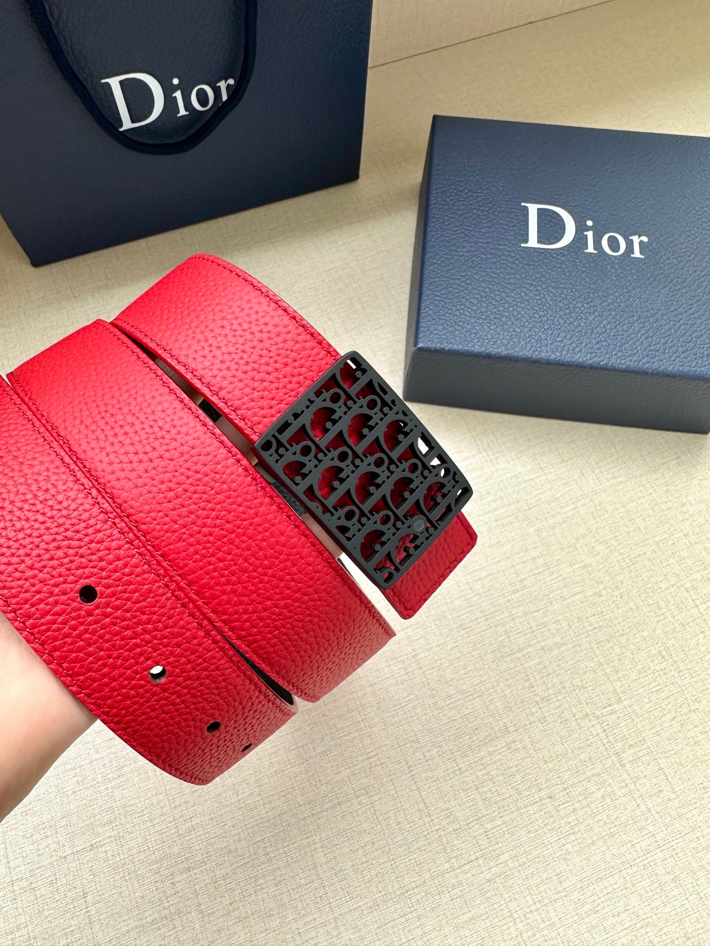 Calfskin brass buckle belt width 3.5cm