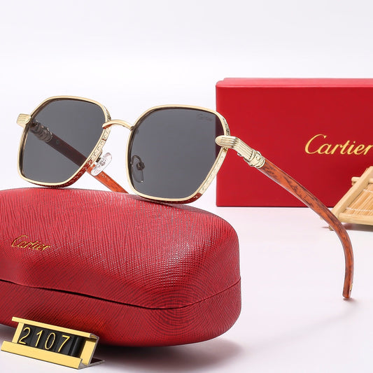 Square Fashion Wooden Frame Sunglasses 2107