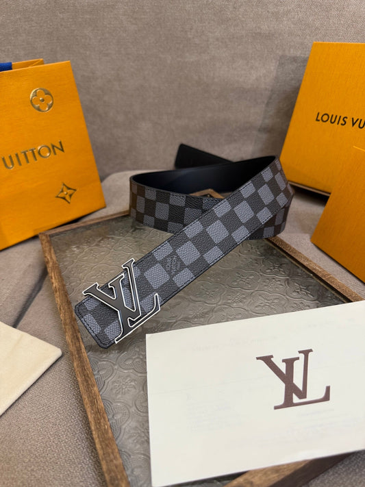 Leather embossed floral black belt 3.5cm