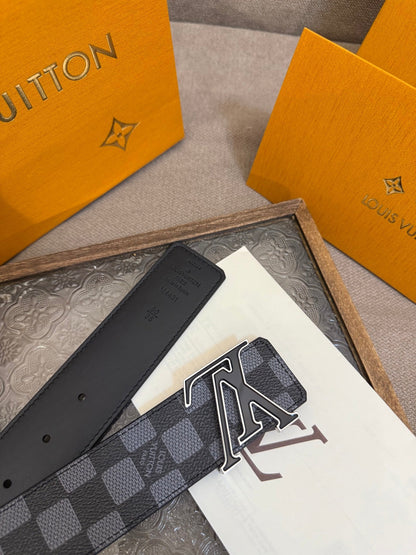 Leather embossed floral black belt 3.5cm