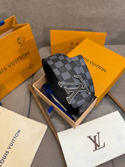 Leather embossed floral black belt 3.5cm