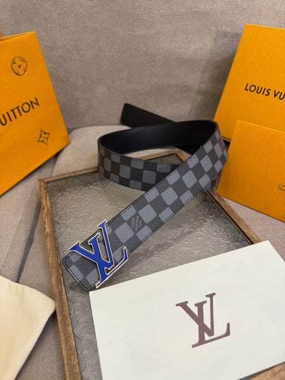 Leather embossed  floral blue belt 3.5cm