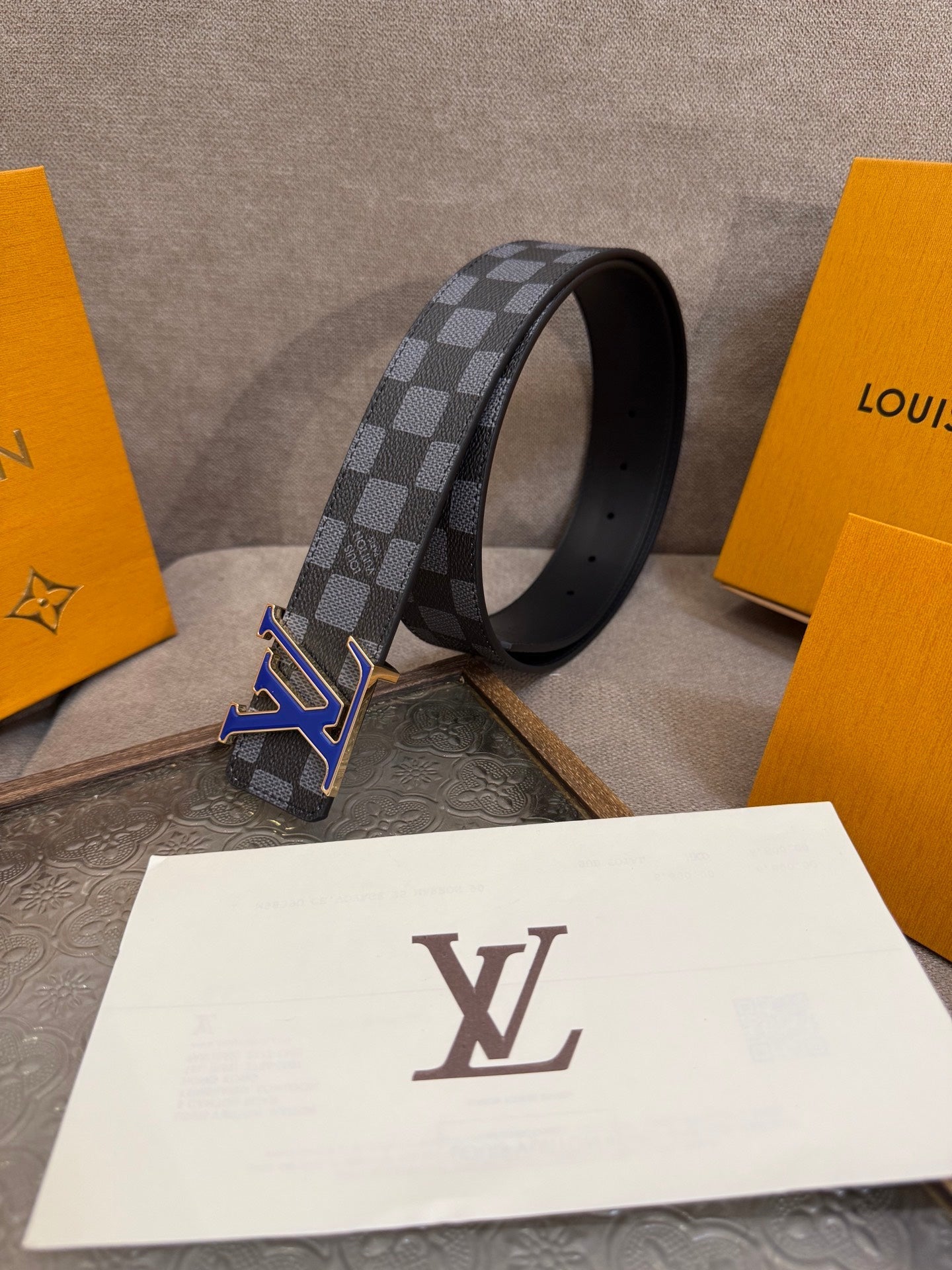 Leather embossed  floral blue belt 3.5cm