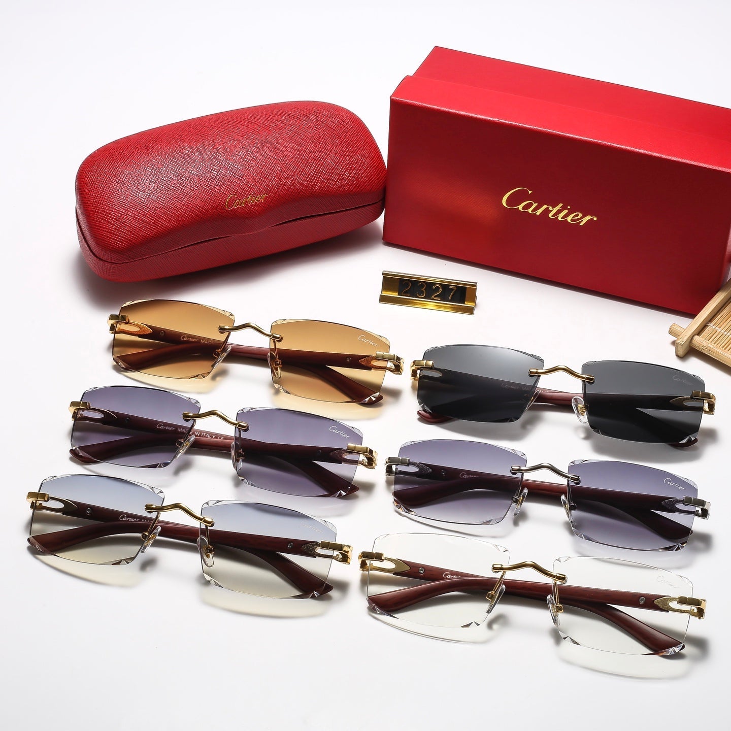 6 Colors Cool Fashion Diamond-patterned Square-framed Sunglasses 2327