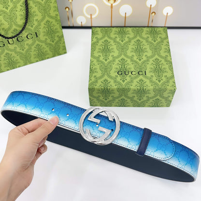 Blue gradient effect printed belt 4.0cm