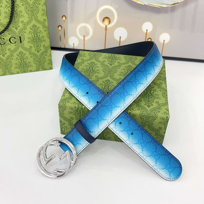 Blue gradient effect printed belt 4.0cm